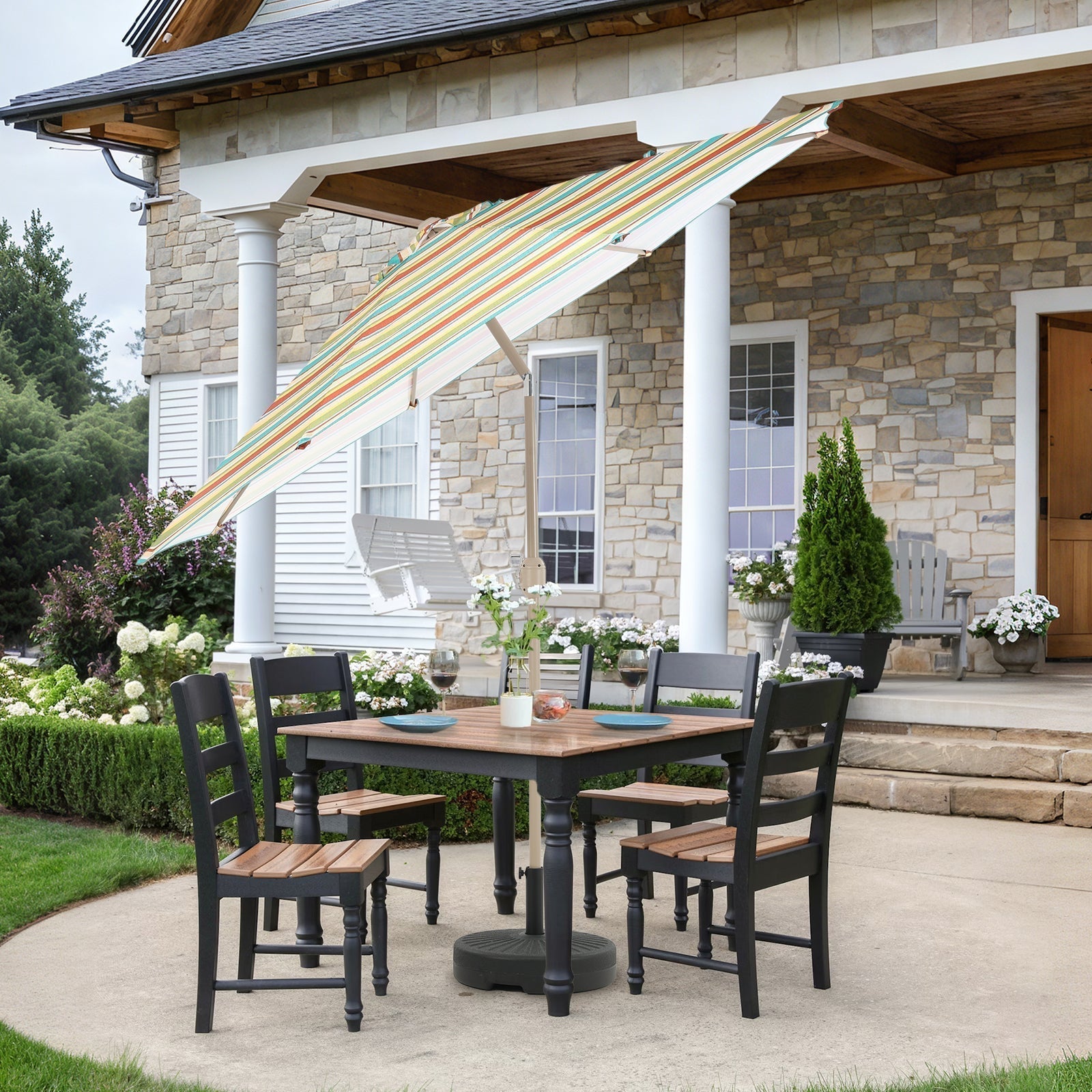 ground mounted patio umbrella In Mount Create a sleek and stable foundation for your cantilever umbrella with this durable in Angel Sar Heavy-Duty Steel Patio