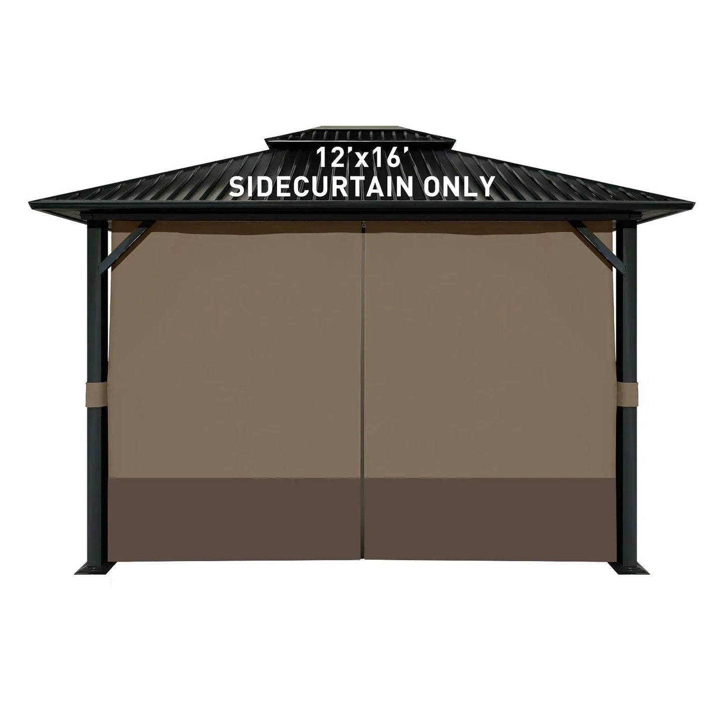 Universal Gazebo Curtain Set for Privacy Side Walls 4 Panels (Curtain Only) - Brown Coffee