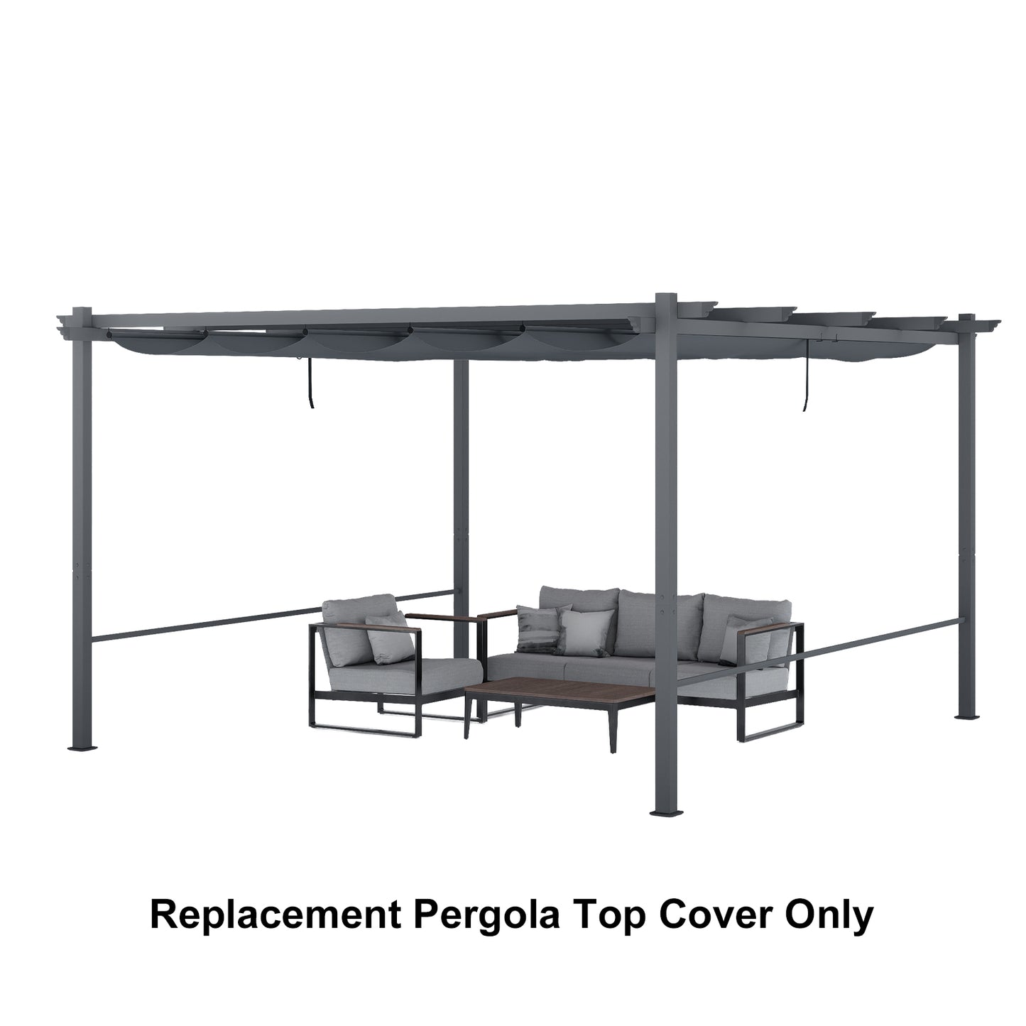 Pergola Replacement Canopy - Retractable Sun Shade Cover with Water-Resistant & UPF 50+ UV Blocking for Outdoor Patio Aoodor