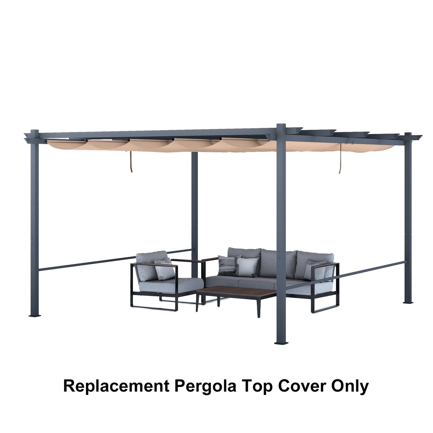 Pergola Replacement Canopy - Retractable Sun Shade Cover with Water-Resistant & UPF 50+ UV Blocking for Outdoor Patio