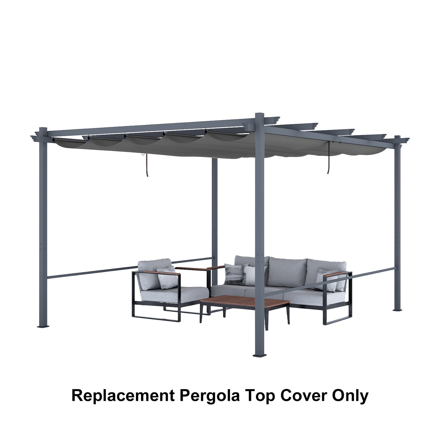 Pergola Replacement Canopy - Retractable Sun Shade Cover with Water-Resistant & UPF 50+ UV Blocking for Outdoor Patio Aoodor
