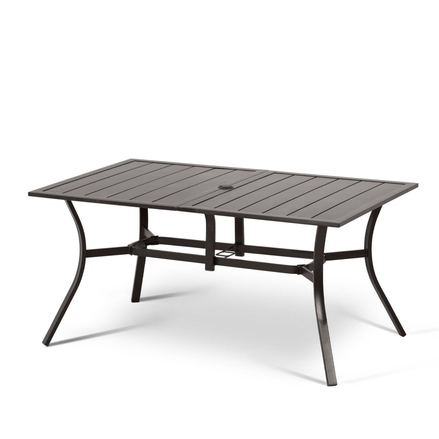 59x38 inch Patio Dining Table for 6 People, Metal Outdoor Table with Adjustable Umbrella Hole Aoodor