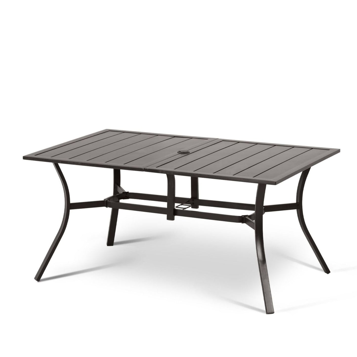 59x38 inch Patio Dining Table for 6 People, Metal Outdoor Table with Adjustable Umbrella Hole Aoodor