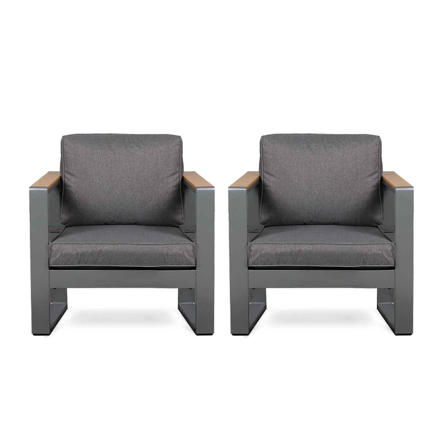 2 PCS Armchairs Aluminum Sofa Couch Deep Seat with Thick Cushions