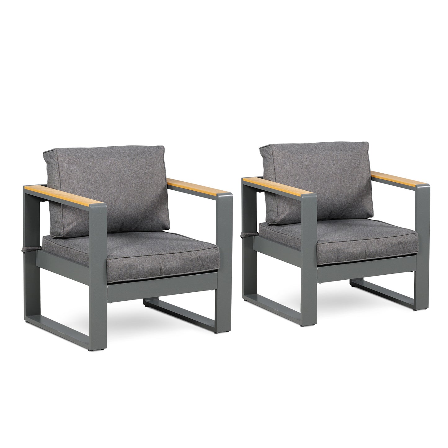 2 PCS Armchairs Aluminum Sofa Couch Deep Seat with Thick Cushions