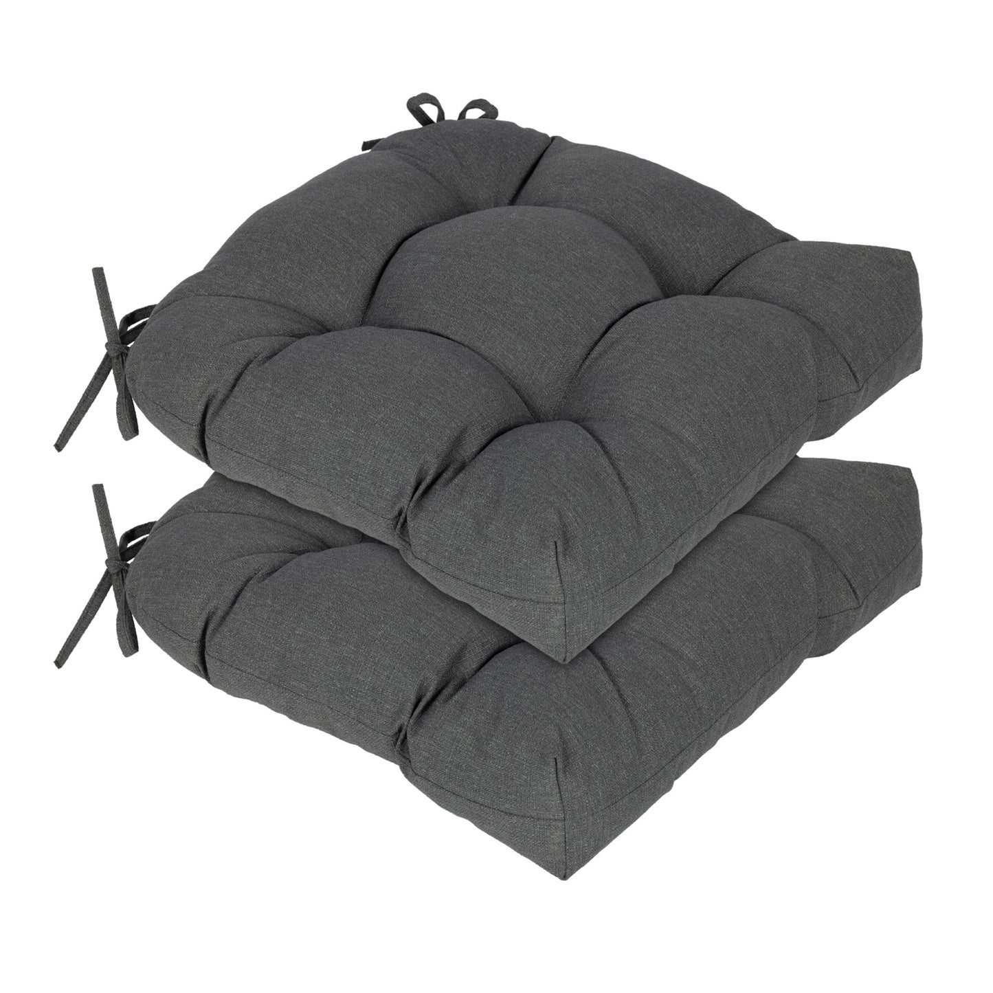 19x19x5 Inch Tufted Outdoor Chair Cushions, Water and Fade Resistant Polyester Dining Chair Pads with Ties - Dark Gray Aoodor
