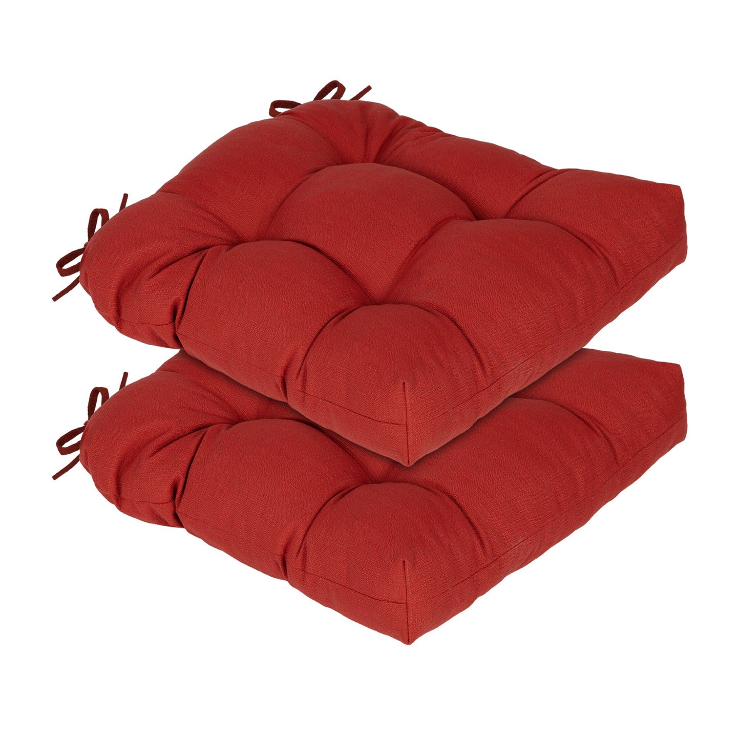 19x19x5 Inch Tufted Outdoor Chair Cushions, Water and Fade Resistant Polyester Dining Chair Pads with Ties - Red Aoodor