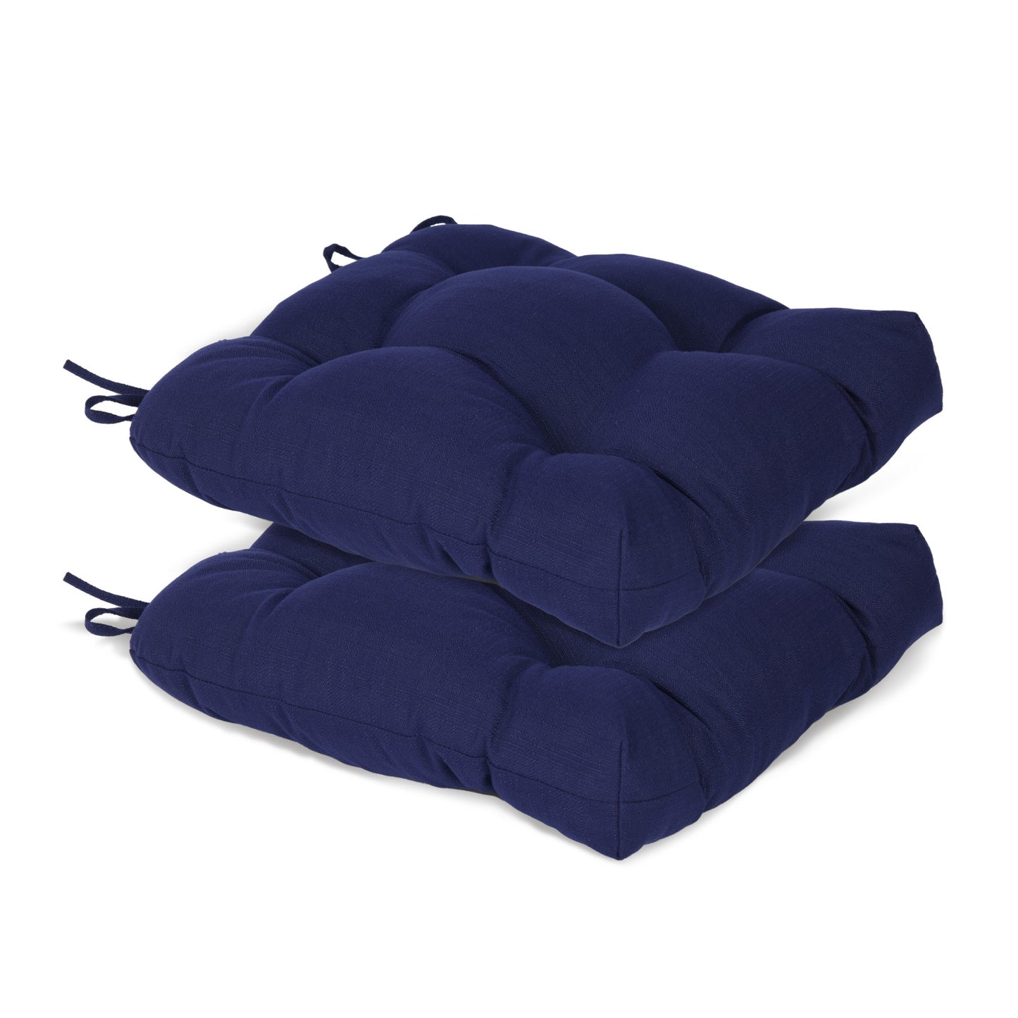 19x19x5 Inch Tufted Outdoor Chair Cushions, Water and Fade Resistant Polyester Dining Chair Pads with Ties - Dark Blue Aoodor