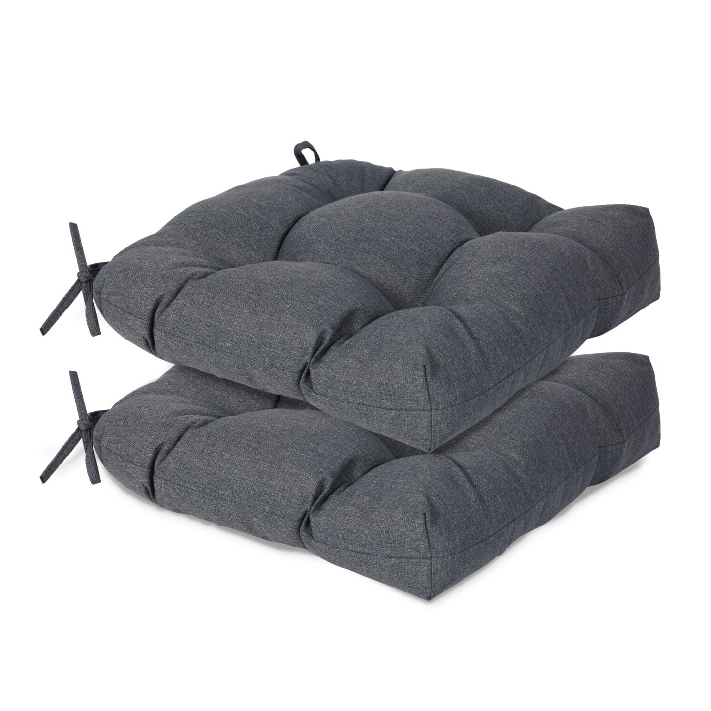 19x19x5 Inch Tufted Outdoor Chair Cushions, Water and Fade Resistant Polyester Dining Chair Pads with Ties - Dark Gray Aoodor
