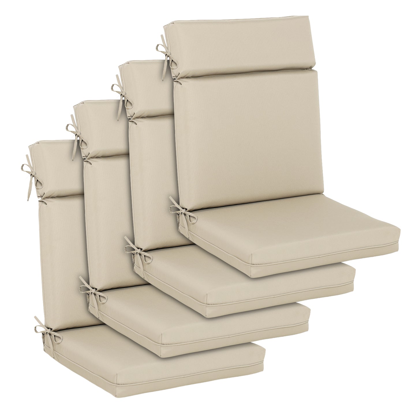Outdoor Polyester High Back Dining Chair Cushion Set - Khaki Aoodor