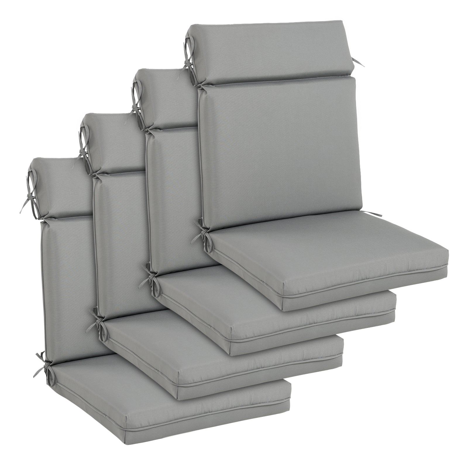 Outdoor Polyester High Back Dining Chair Cushion Set - Gray - Aoodor