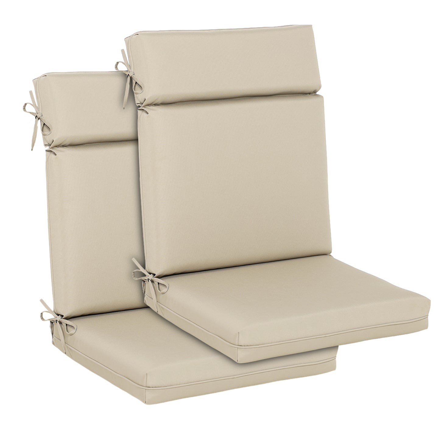 Outdoor Polyester High Back Dining Chair Cushion Set - Khaki Aoodor