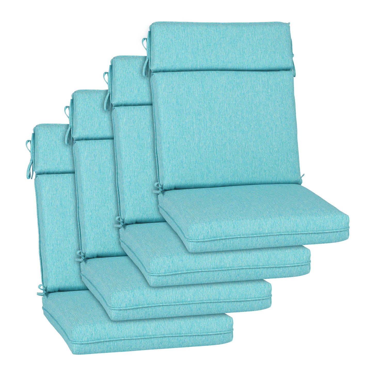 Outdoor High Back Dining Chair Cushion Set, Polyester Fabric, TPU Water Repellent Coating, Teal Aoodor
