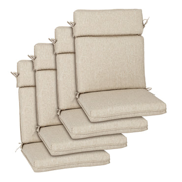 Outdoor High Back Dining Chair Cushion Set, Polyester Fabric, TPU Water Repellent Coating, Brown