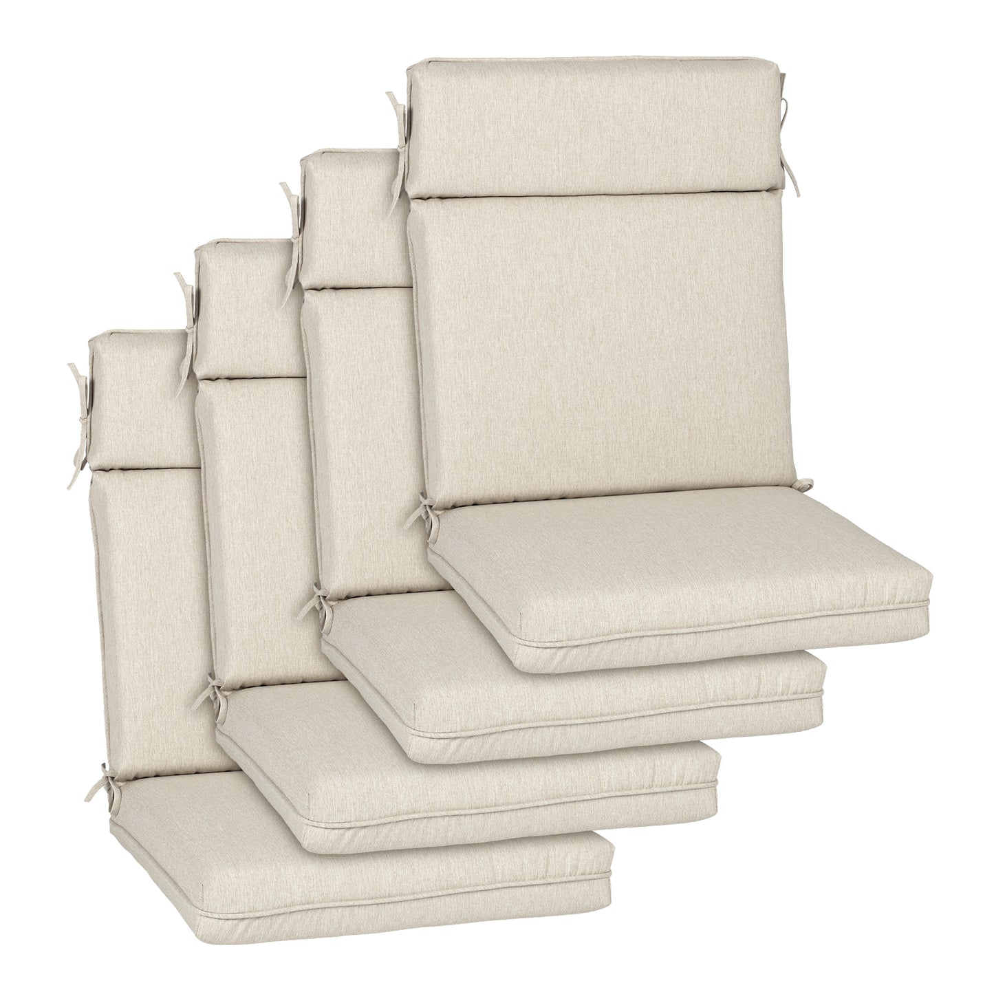 Outdoor High Back Dining Chair Cushion Set, Polyester Fabric, TPU Water Repellent Coating, Light Taupe Aoodor