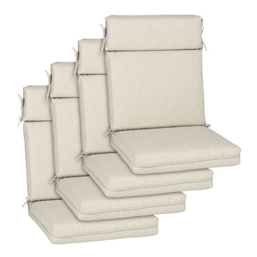 Outdoor High Back Dining Chair Cushion Set, Polyester Fabric, TPU Water Repellent Coating, Light Taupe