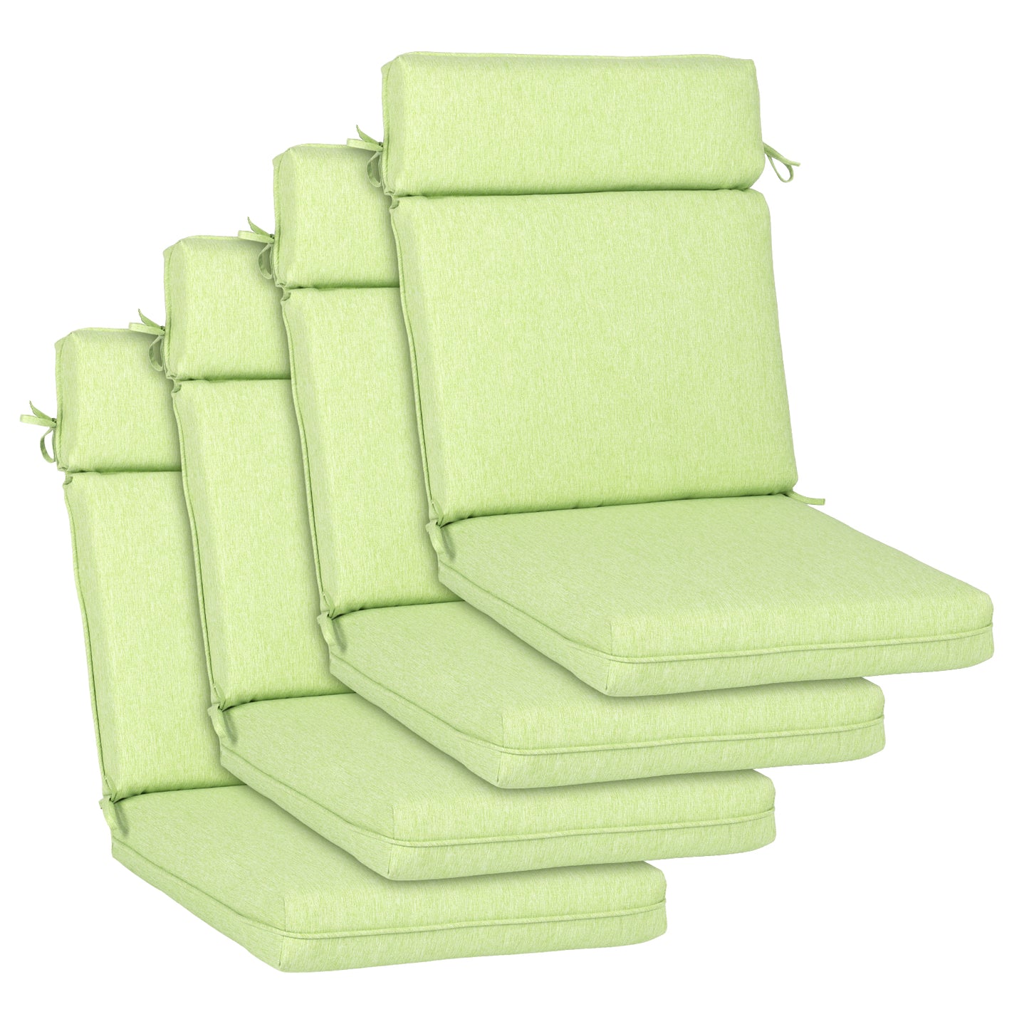 Outdoor High Back Dining Chair Cushion Set, Polyester Fabric, TPU Water Repellent Coating, Green Aoodor