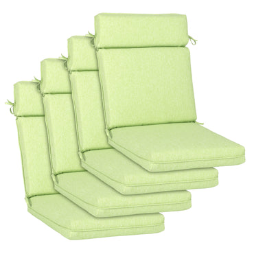 Outdoor High Back Dining Chair Cushion Set, Polyester Fabric, TPU Water Repellent Coating, Green