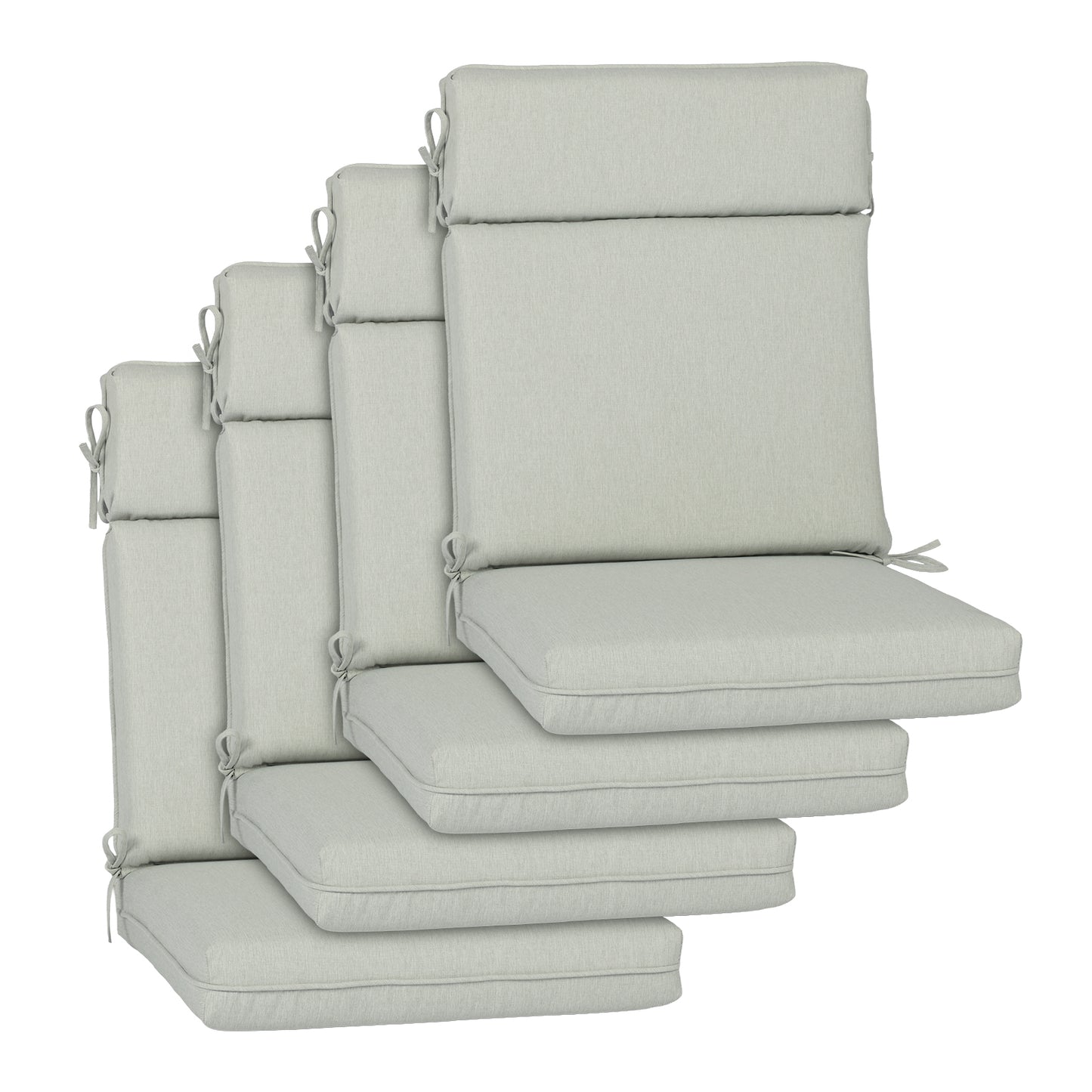 Outdoor High Back Dining Chair Cushion Set, Polyester Fabric, TPU Water Repellent Coating, Light Gray Aoodor