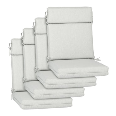 Outdoor High Back Dining Chair Cushion Set, Polyester Fabric, TPU Water Repellent Coating, Light Gray