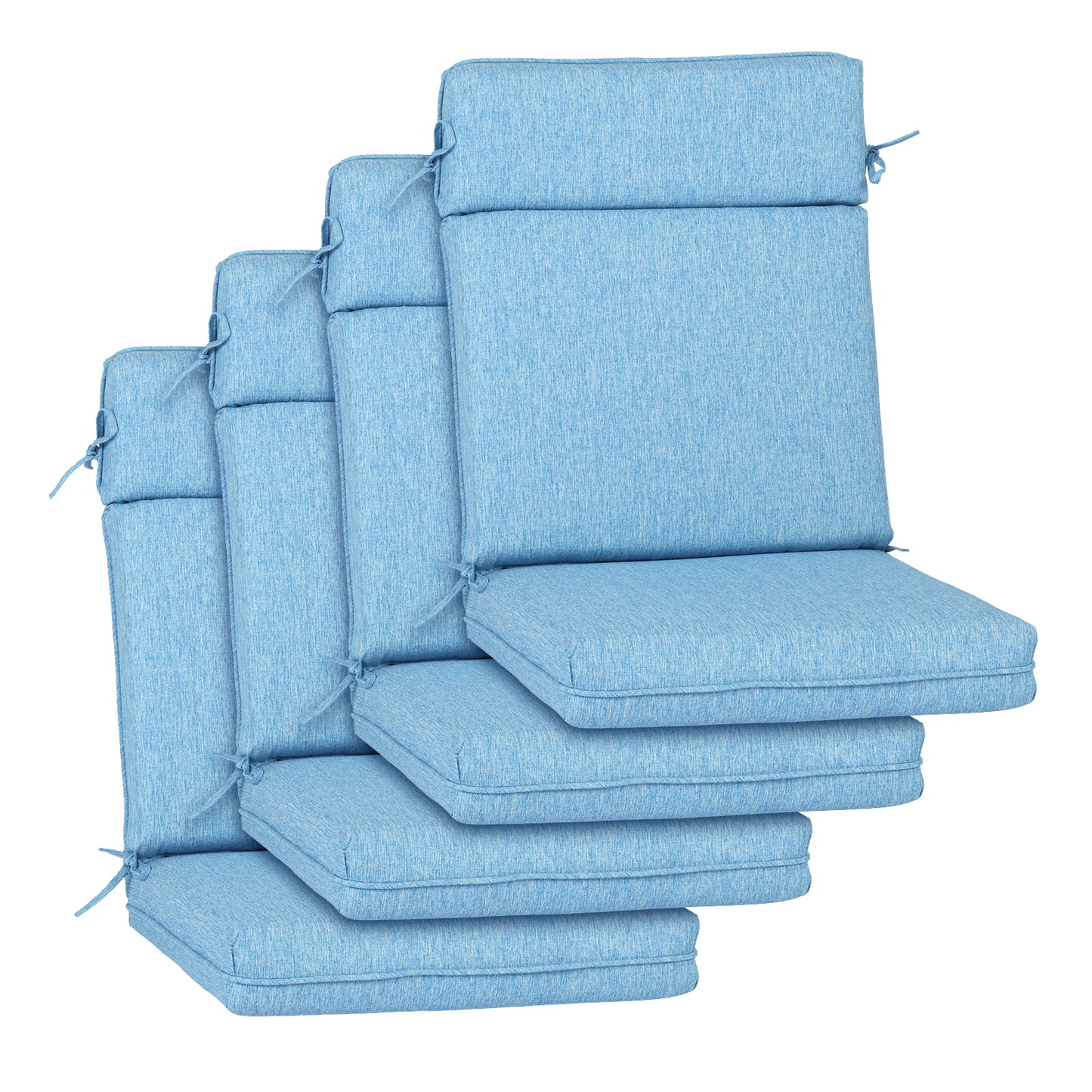 Outdoor High Back Dining Chair Cushion Set, Polyester Fabric, TPU Water Repellent Coating, Lake Blue Aoodor