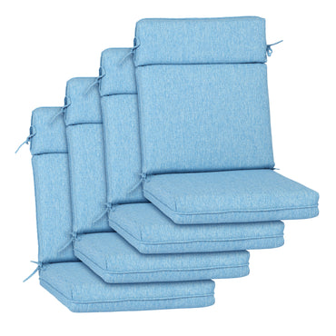 Outdoor High Back Dining Chair Cushion Set, Polyester Fabric, TPU Water Repellent Coating, Lake Blue