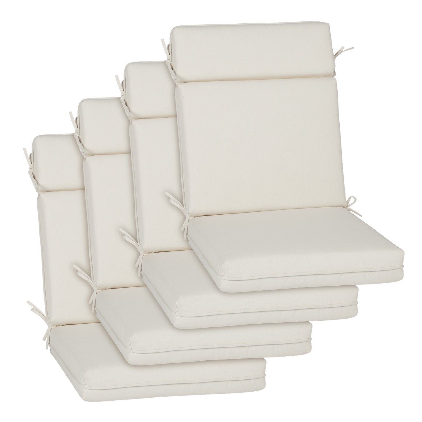 Outdoor High Back Dining Chair Cushion Set, Polyester Fabric, TPU Water Repellent Coating, Ivory Aoodor