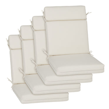Outdoor High Back Dining Chair Cushion Set, Polyester Fabric, TPU Water Repellent Coating, Ivory
