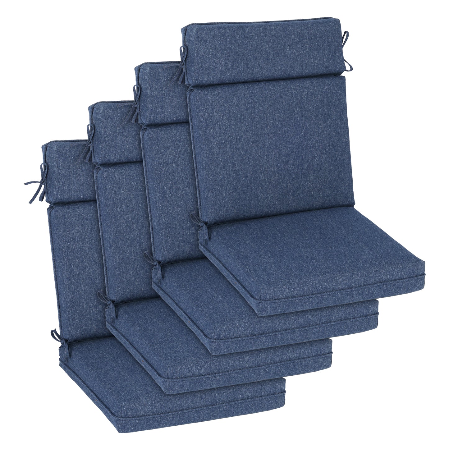 Outdoor High Back Dining Chair Cushion Set, Polyester Fabric, TPU Water Repellent Coating, Navy Blue Aoodor