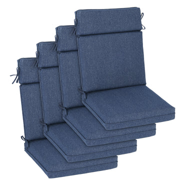 Outdoor High Back Dining Chair Cushion Set, Polyester Fabric, TPU Water Repellent Coating, Navy Blue