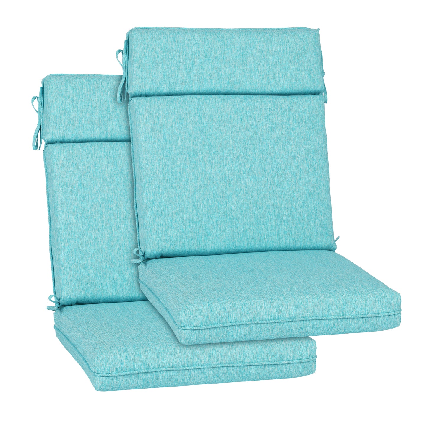 Outdoor High Back Dining Chair Cushion Set, Polyester Fabric, TPU Water Repellent Coating, Teal Aoodor
