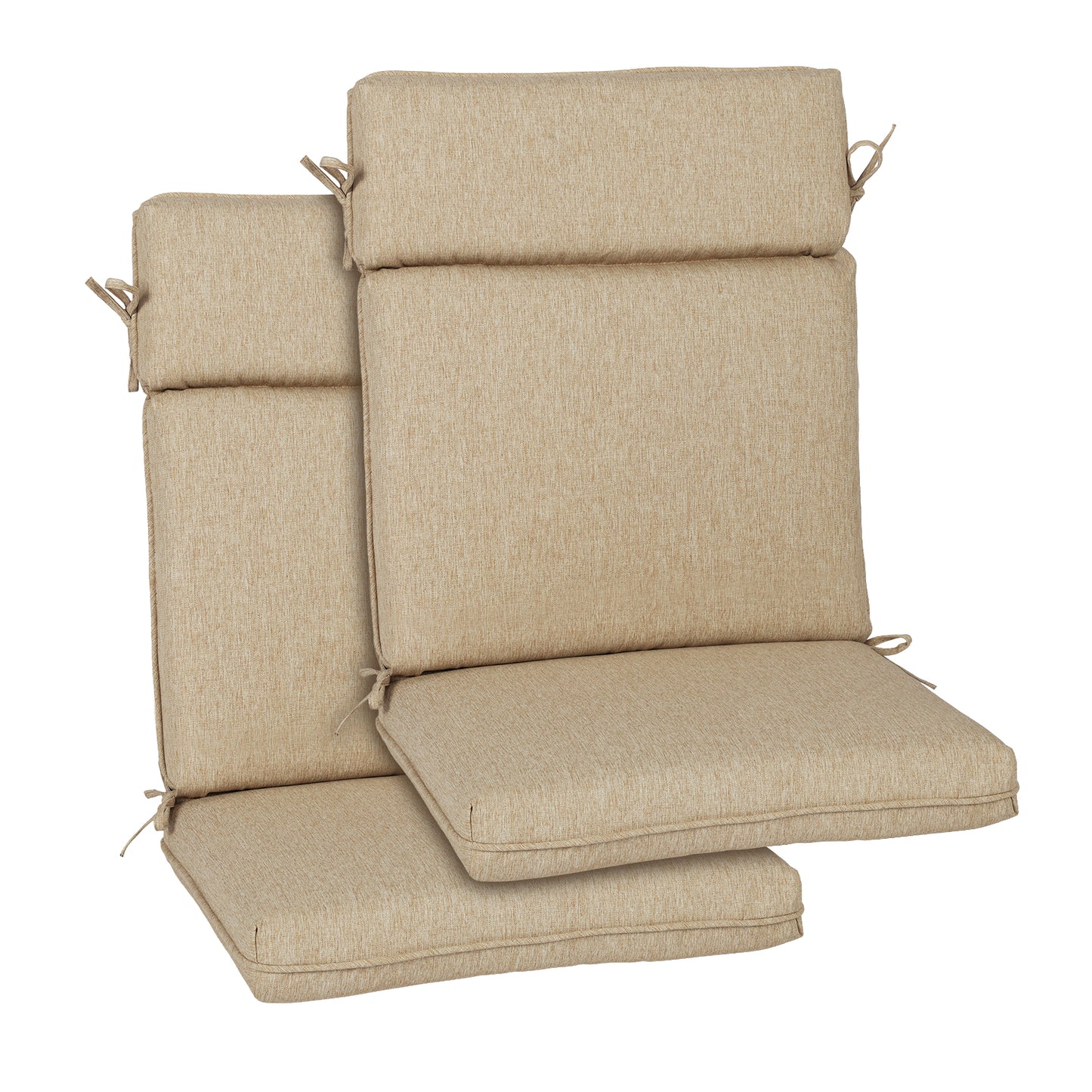 Outdoor High Back Dining Chair Cushion Set, Polyester Fabric, TPU Water Repellent Coating, Brown Aoodor