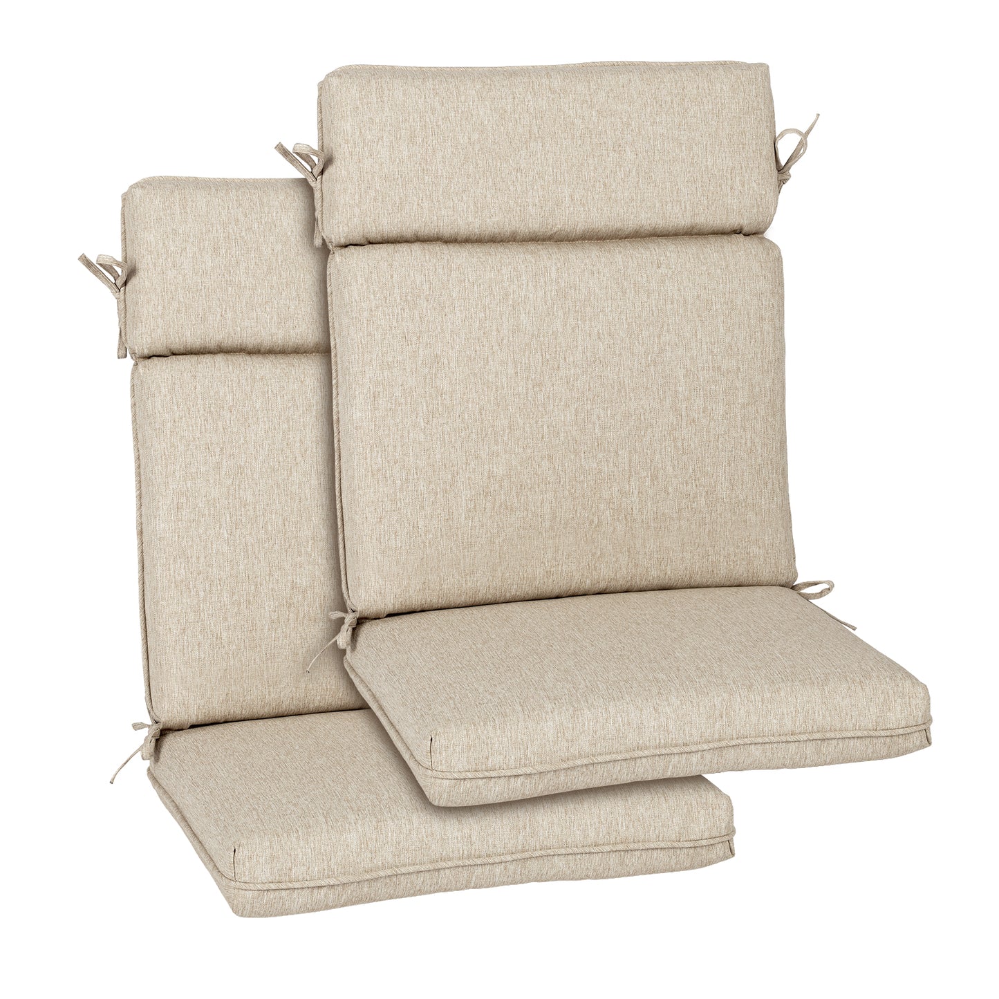 Outdoor High Back Dining Chair Cushion Set, Polyester Fabric, TPU Water Repellent Coating, Brown Aoodor