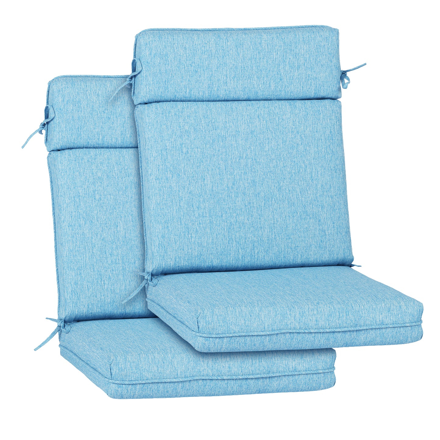 Outdoor High Back Dining Chair Cushion Set, Polyester Fabric, TPU Water Repellent Coating, Lake Blue Aoodor
