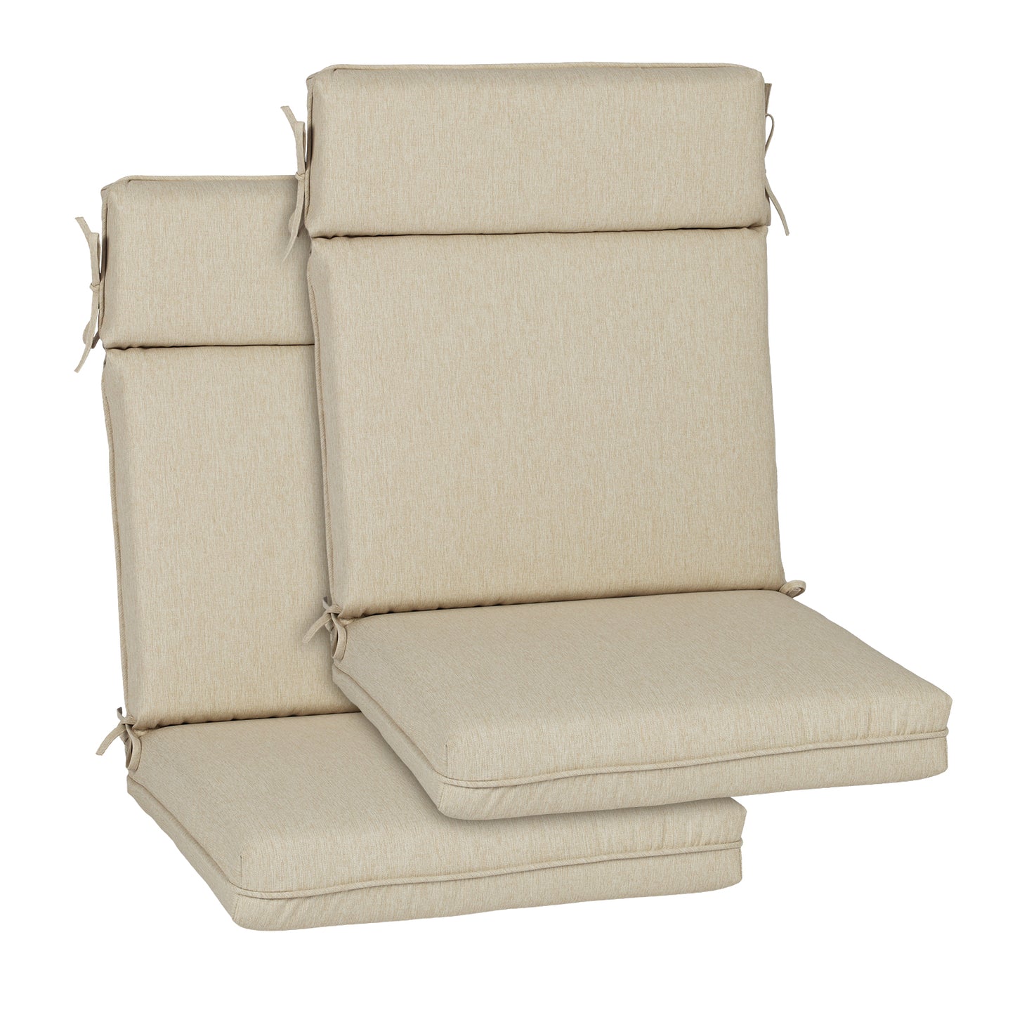 Outdoor High Back Dining Chair Cushion Set, Polyester Fabric, TPU Water Repellent Coating, Light Taupe Aoodor