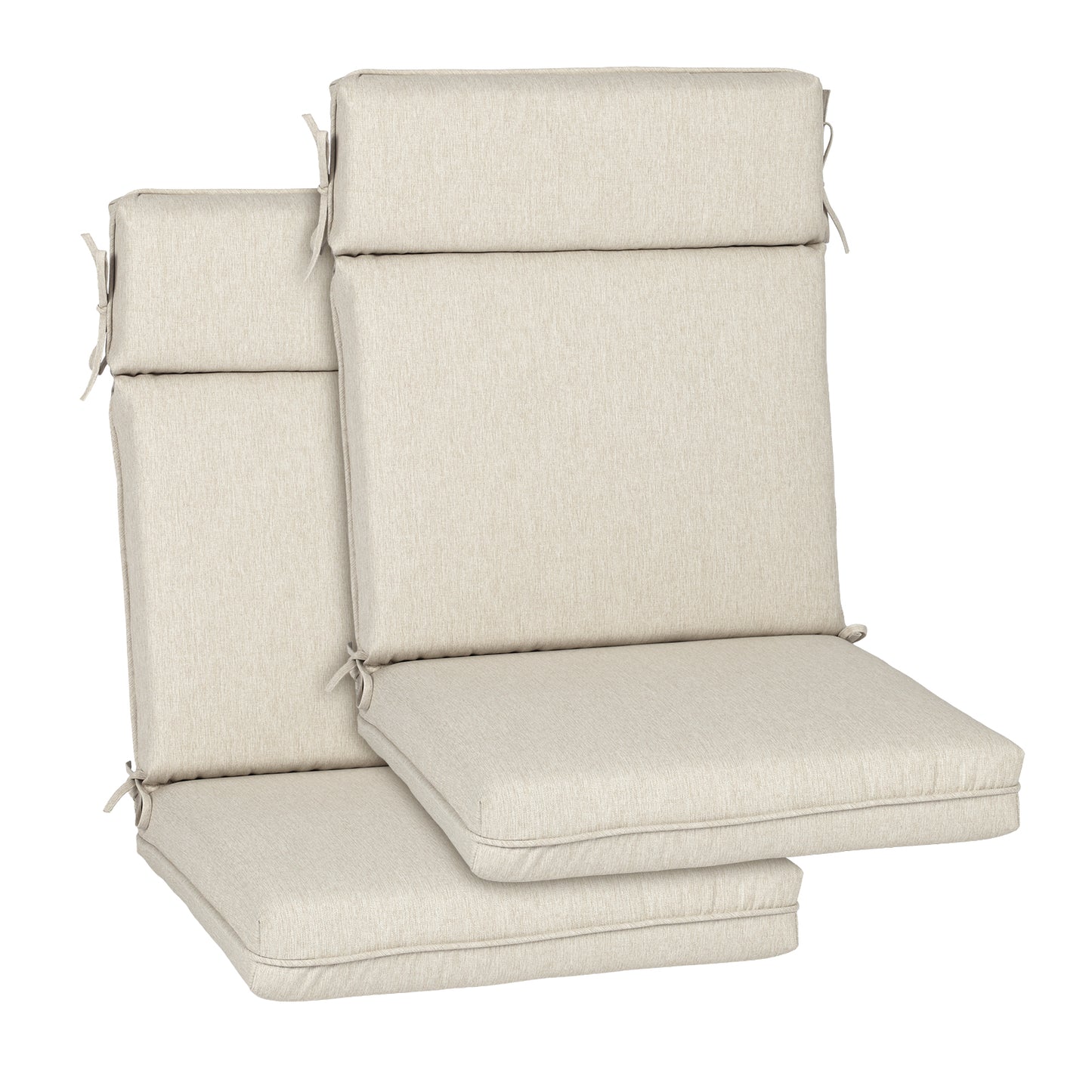 Outdoor High Back Dining Chair Cushion Set, Polyester Fabric, TPU Water Repellent Coating, Light Taupe Aoodor