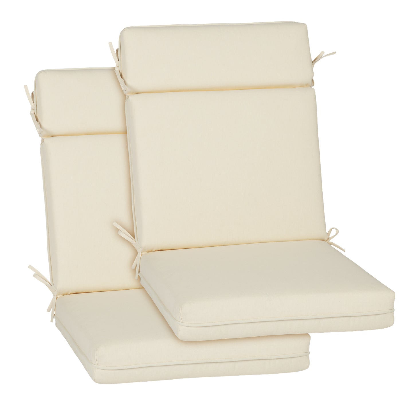 Outdoor High Back Dining Chair Cushion Set, Polyester Fabric, TPU Water Repellent Coating, Ivory Aoodor