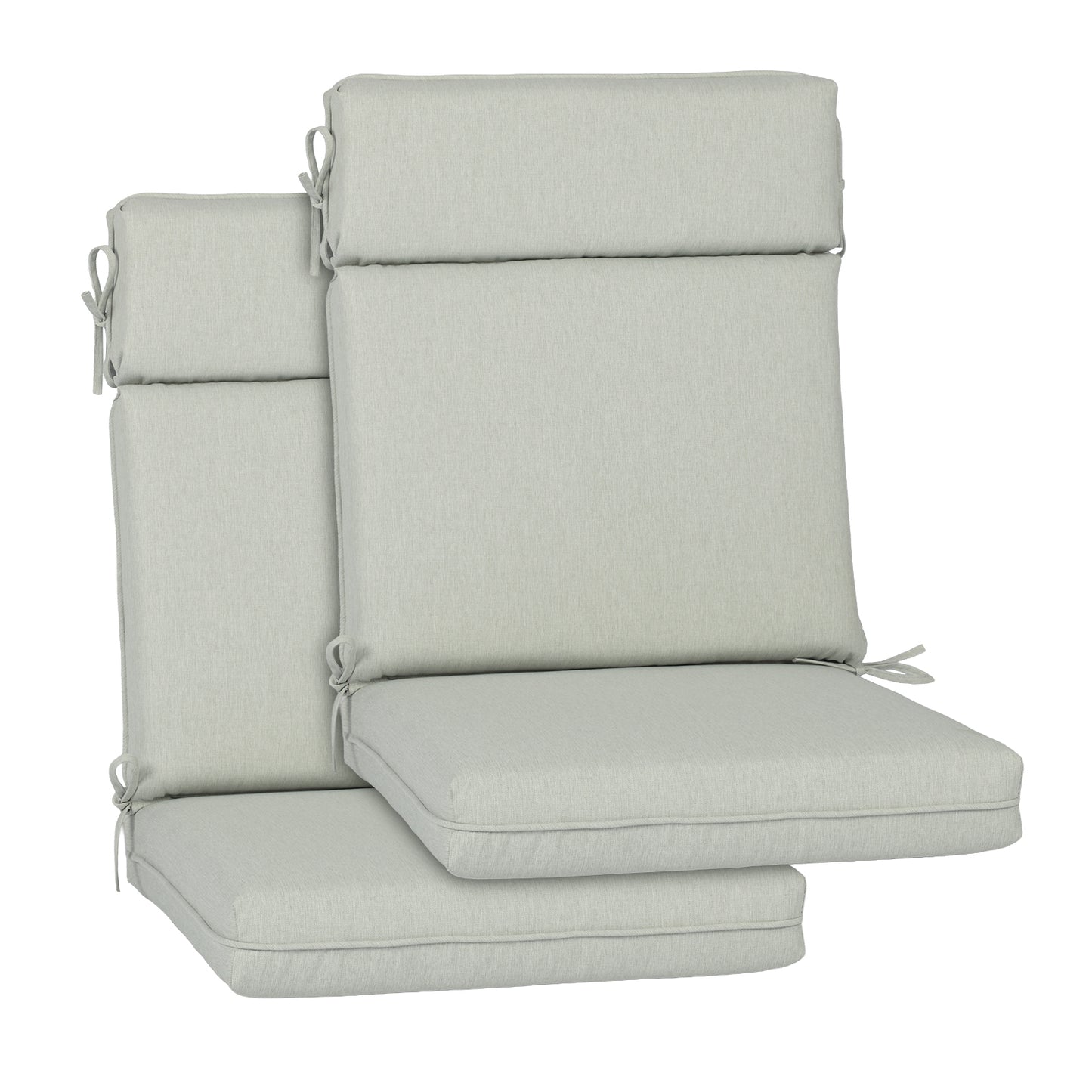 Outdoor High Back Dining Chair Cushion Set, Polyester Fabric, TPU Water Repellent Coating, Light Gray Aoodor