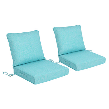 Waterproof Outdoor Deep Seat Cushion Set with Adjustable Straps & Removable Cover - Aruba Blue