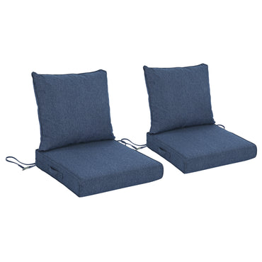 Waterproof Outdoor Deep Seat Cushion Set with Adjustable Straps & Removable Cover - Navy Blue