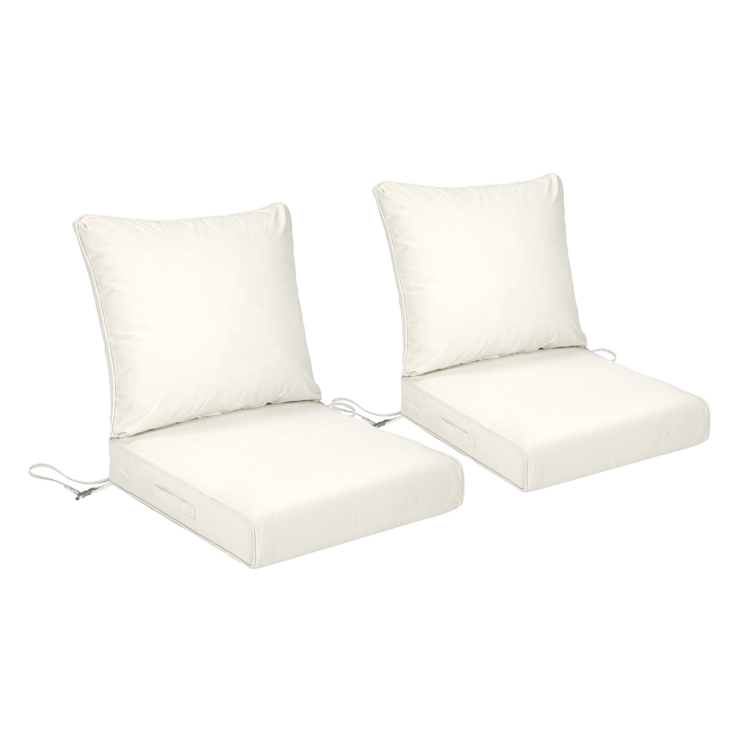 Waterproof Outdoor Deep Seat Cushion Set with Adjustable Straps & Removable Cover - Ivory White Aoodor