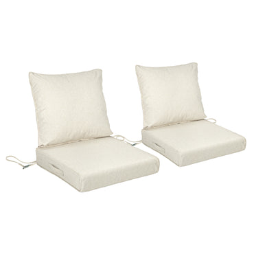 Waterproof Outdoor Deep Seat Cushion Set with Adjustable Straps & Removable Cover - Khaki