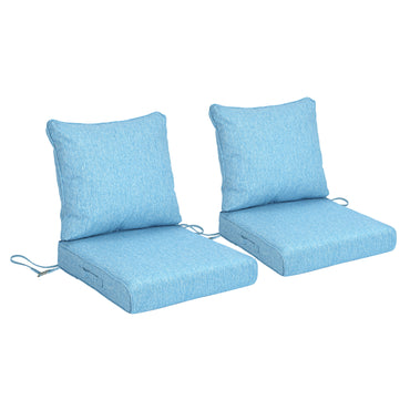 Waterproof Outdoor Deep Seat Cushion Set with Adjustable Straps & Removable Cover - Lake Blue