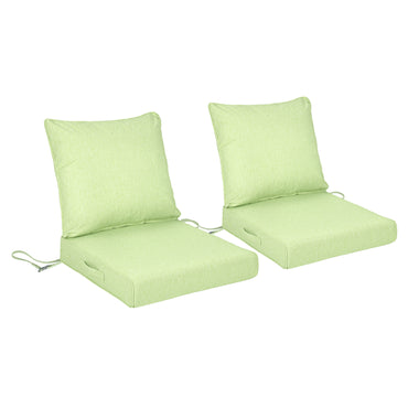 Waterproof Outdoor Deep Seat Cushion Set with Adjustable Straps & Removable Cover - Green