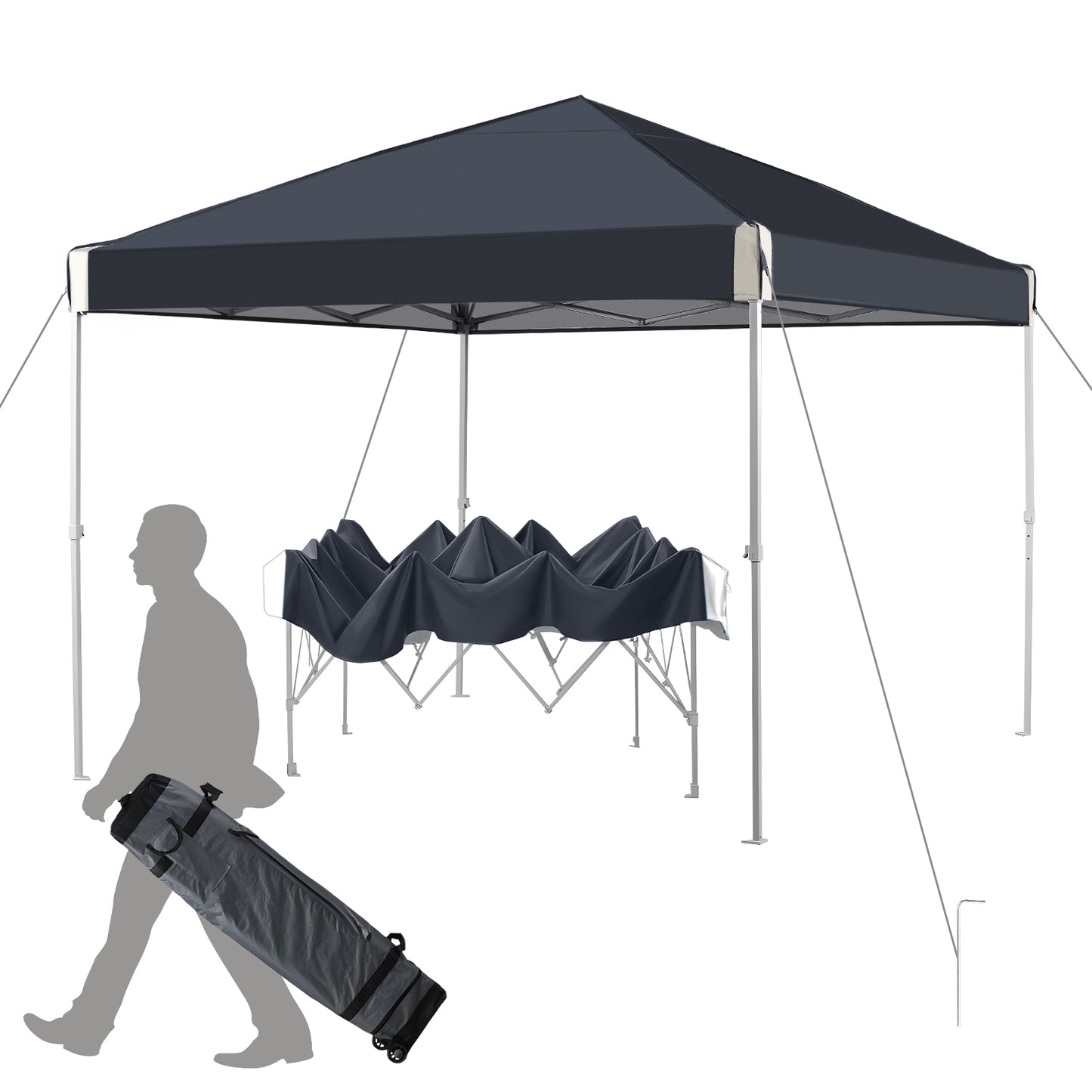 10x10/12x12 ft. Pop Up Canopy Tent with Roller Bag
