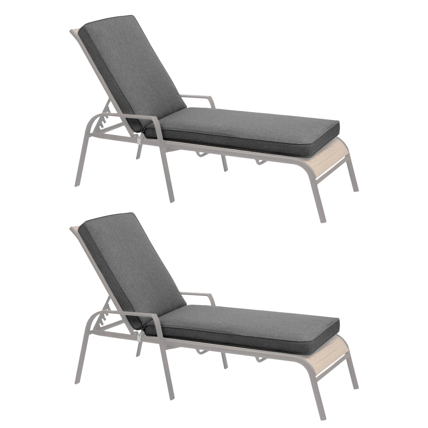 72x21x3 inch Patio Chaise Lounger Cushions Set of 2 - Charcoal