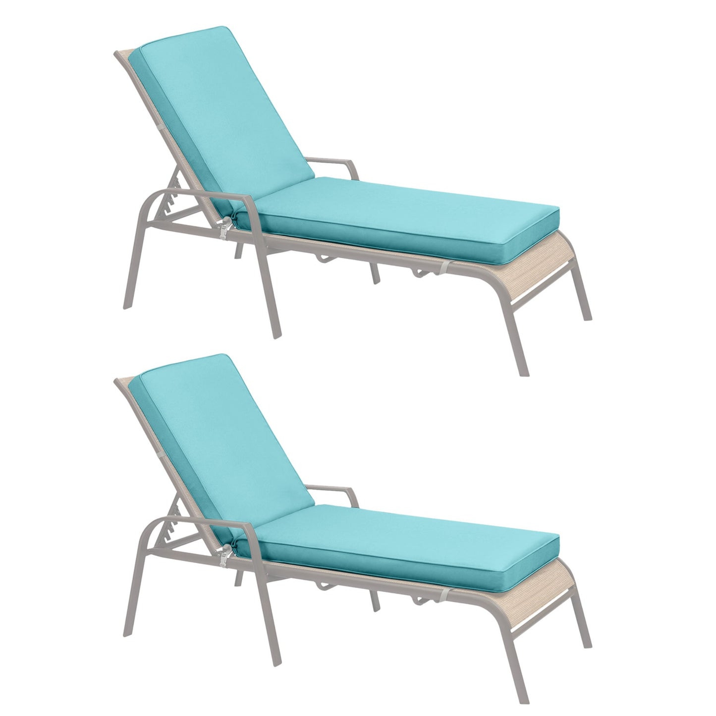 72x21x3 inch Patio Chaise Lounger Cushions Set of 2 - Blue Aoodor