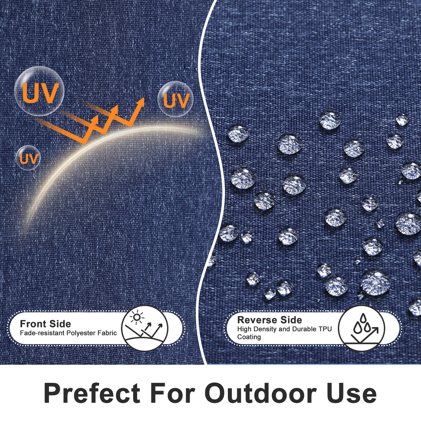 Outdoor Dining Chair Cushions Set, Patio Chair Pads with Ties, Navy Blue Aoodor