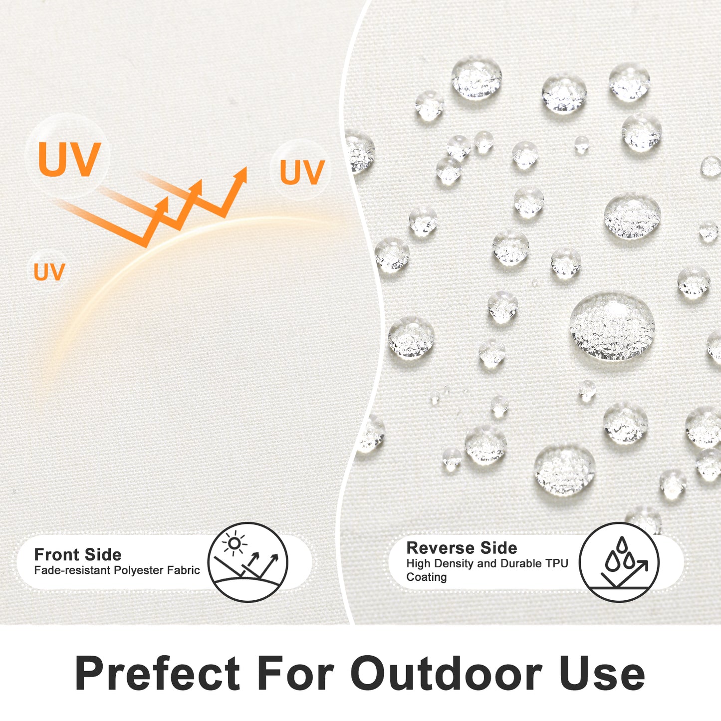 Outdoor Dining Chair Cushions Set, Patio Chair Pads with Ties, Ivory White