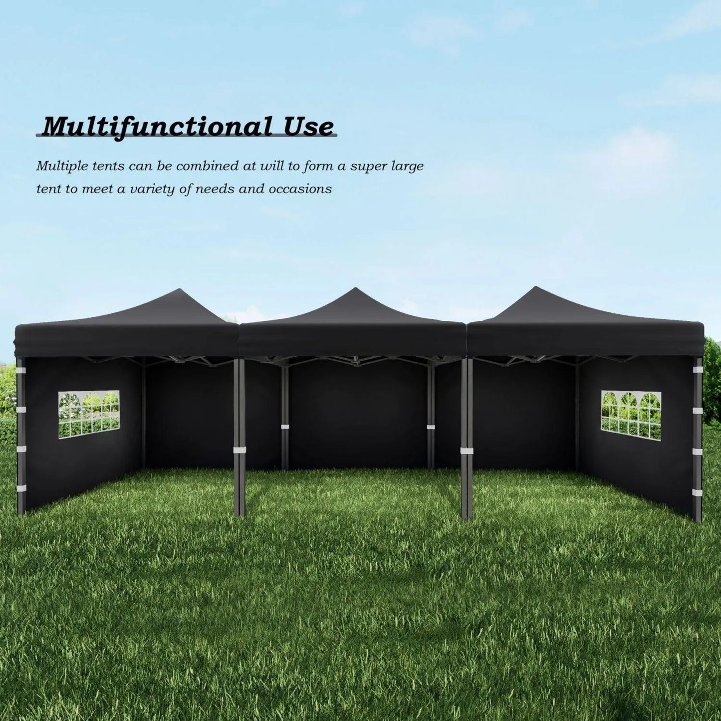 10 x 10 FT. Pop Up Canopy Tent with Windows Sidewalls, 3 Adjustable Heights, with Wheeled Bag Aoodor